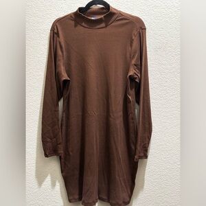 Brown mock neck Long Sleeve dress